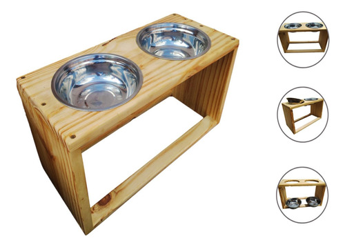 Comedero Doble Bebedero Antivuelco Gato Perro Alimento Bowl