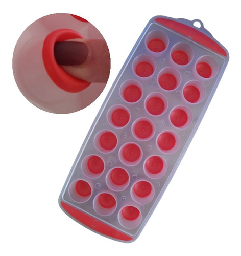 Forma De Gelo Silicone Fundo Flexível 21 Cubos Redondos