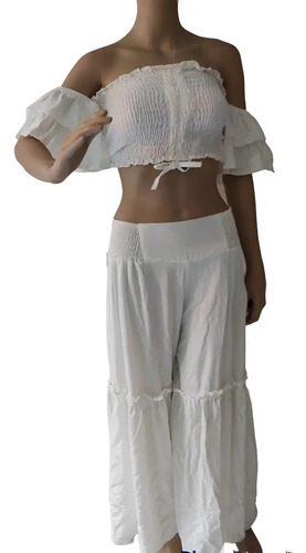 Hermosos Vestido Blusa De Tubo Y Flada Pantalon Playero