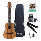 Ukulele Kalani Elétrico Concert Kal 420 Ck Koa Maori + Kit