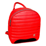 Mini Mochila Simil Cuero Roja Mujer Matelasse / Urbana