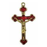 Crucifixo Com Resina Colorida Banho Dourado - 05 Peças