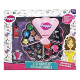 Set Maquillaje Infantil Poppi Esmalte Sombra Espejo Abanico