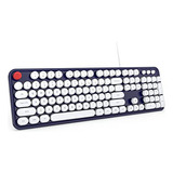 Teclado De Ordenador Con Cable, Plug Play, Usb, Retro, Redon