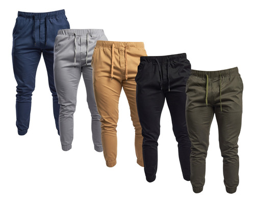 Pantalones Jogger Hombre Gabardina Mayoreo  Paquete 5 Piezas