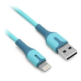 Cable Carga Rápida Compatible Lightning 1.0 M Aqua Brobotix Color Azul Claro