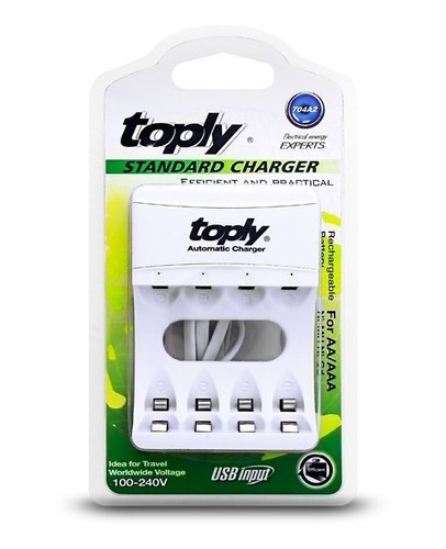 Cargador Pilas Usb Toply Aa Aaa Con Indicador Led