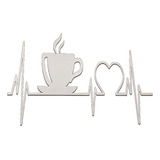 Placa Decorativa Cardiograma Café Mdf Branco