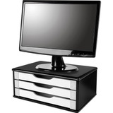 Suporte De Monitor Souza & Cia - 3349 Black Piano Com Branco Cor Preto