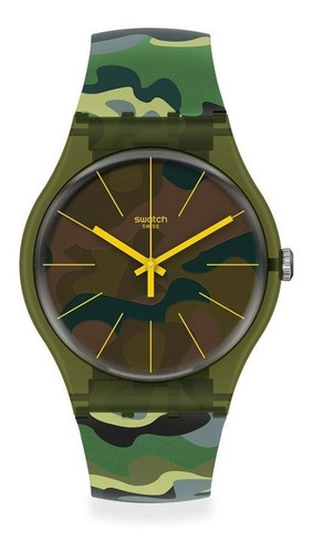 Reloj Swatch Silicona Verde Camuflado Unisex Suog114