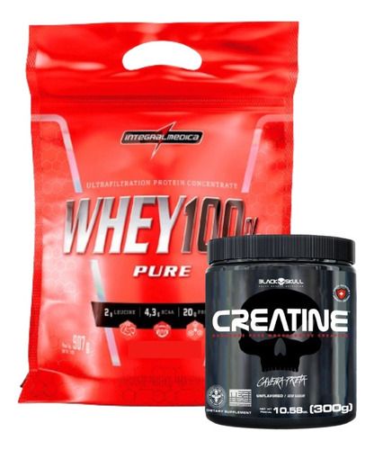 Combo Whey 100% Refil + Creatina 300g Integral Medica