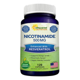 Nicotinamida 500 Mg Con Resveratrol Precursor Nad, Gmp Sabor Sin Sabor
