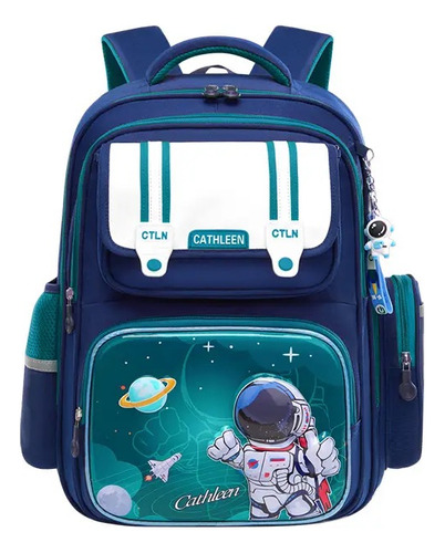 Mochila Escolar Niño Astronauta Con Llavero Y Reloj