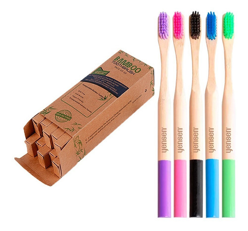 X10 Cepillos De Dientes De Bambú Yensen Eco Friendly Colores