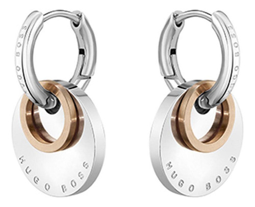 Aretes Hugo Boss Medallion Acero Inoxidable 1580231 Mujer