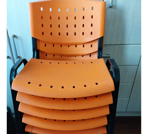 Silla Apilable Fija Oficina Escritorio  Color Naranja