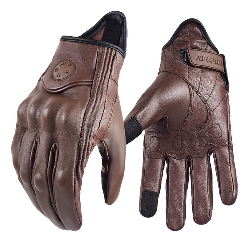 Guantes De Moto De Cuero De Moto Vintage For Hombre Y Mujer