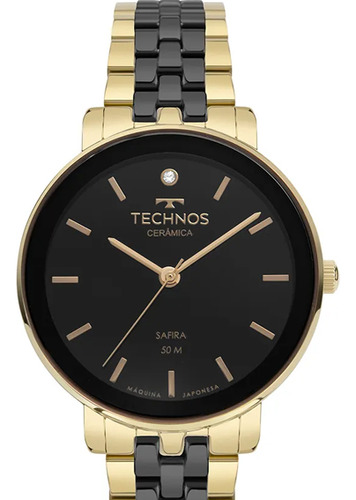 Relogio Technos Feminino Ceramic - Saphire Preto 2035mzl 1p