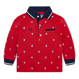 Camisa Polo M/l Estampado Mayoral Bebé Niño Color Rojo210897