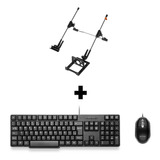 Kit Combo Teclado E Mouse Usb + Suporte De Notebook 