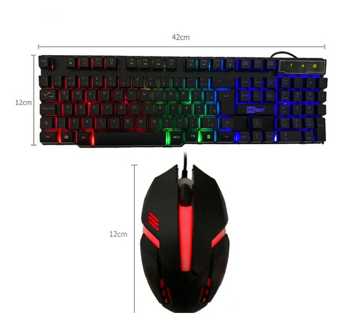 Kit Teclado E Mouse Gamer Shortcut K8 C/ Led Rgb Rainbow