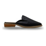 Zuecos Mule Slippers Mujer Cuero Vacuno Negro Moda Kabul