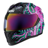 Casco Moto Integral Mac Octupus Negro Rosa