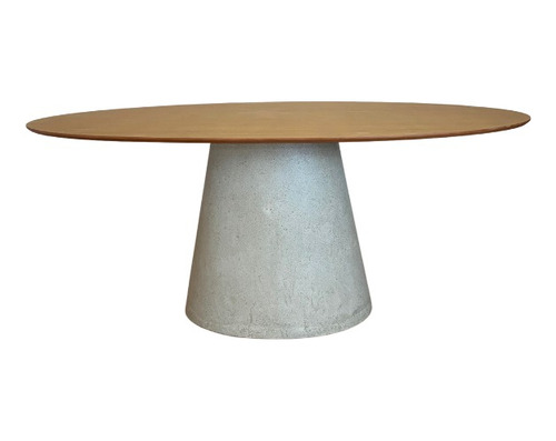 Mesa Jantar Cone Oval 200x100cm Madeira E Base 100% Concreto