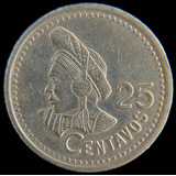 Guatemala, 25 Centavos, 1990. Concepcion Ramirez Mendoza. Vf