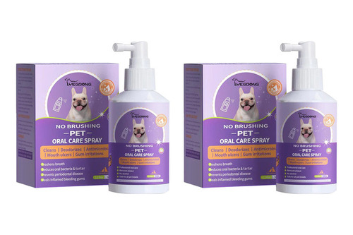 2 Unidades Removedor Spray De Limpeza Dental Para Cães Gatos