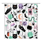 Gctnbjl Cortina Ducha Espeluznante Halloween, Calavera Gato,