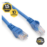 Kit 10 Patch Cord Cat5e Azul 1,50 Metros