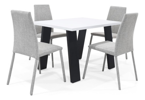 Set De Comedor Soho 4p Con Sillas Vaduz Tela Color Taupe Diseño De La Tela De Las Sillas Poliéster