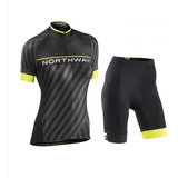 Conjunto Ciclismo Northwave Mujer E Tricota Calza Acolchado 