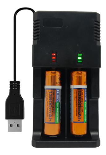 Carregador Usb Ajustável 26650 + 2 Bat. 18650 3.7v 12800mah