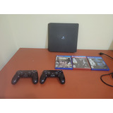 Ps4 Slim 1 Tb | Dos Joysticks [originales] | Cables | Juegos