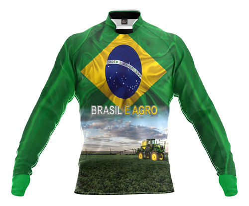 Camiseta Brasil Manga Longa Uv50+ Agro Top É Tecnologia Ag06