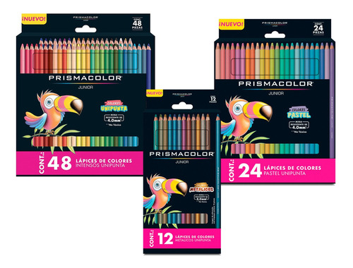 Colores Prismacolor Junior Largos 24 Pastel + 48 +metalicos