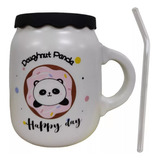 Taza De Panda Con Tapa Y Bombilla Mug Panda Kawai Cute / R&r