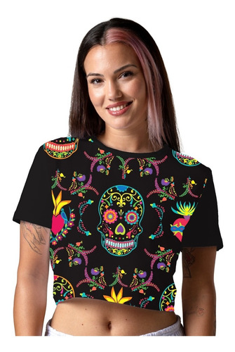 Playera/ Blusa Mujer Terror Halloween Calavera  Full Print