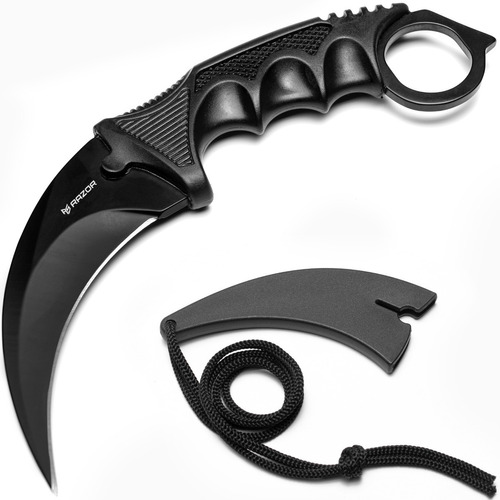 Cuchillo Karambit Negro Csgo Tactico Razor Funda Defensa