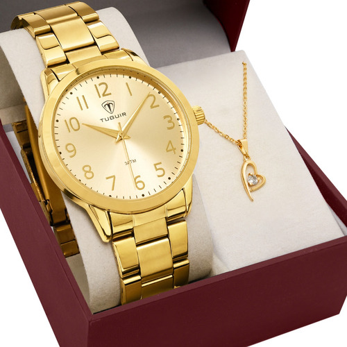 Relógio Feminino Dourado Tuguir Stye Casual Barato Original