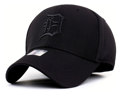 Gorra De Béisbol Negra Ajustada Y Cerrada Para Hombre Con Le