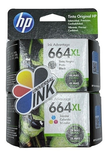 Cartuchos Hp 664xl Negro + 664xl Color Originales