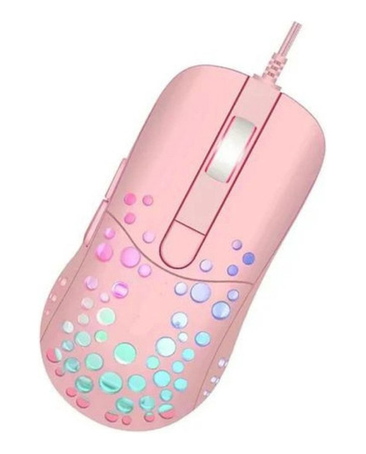 Mouse Gamer Rosado Con Luces Led