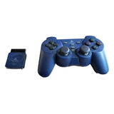 Controle Sem Fio Playstation 2 Force 2 Azul Funcionando 100%
