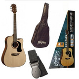Paquete Guitarra Electroacústica Natural Washburn Ad5cepack