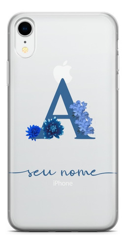 Capinha De Celular Letra Solo Azul Com Flores