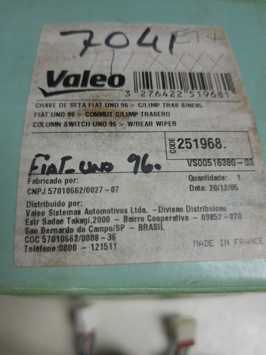 Palanca Luz Cruce Fiat Uno 96-00 Original Valeo Foto 9