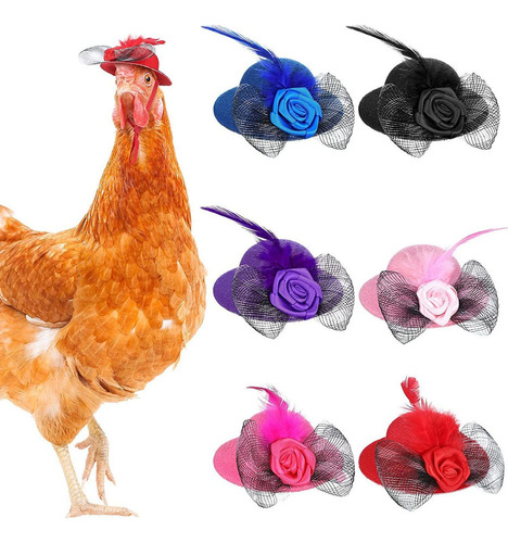 6 Pcs Sombreros De Pollo For Gallinas Y Mascotas Pequeñas